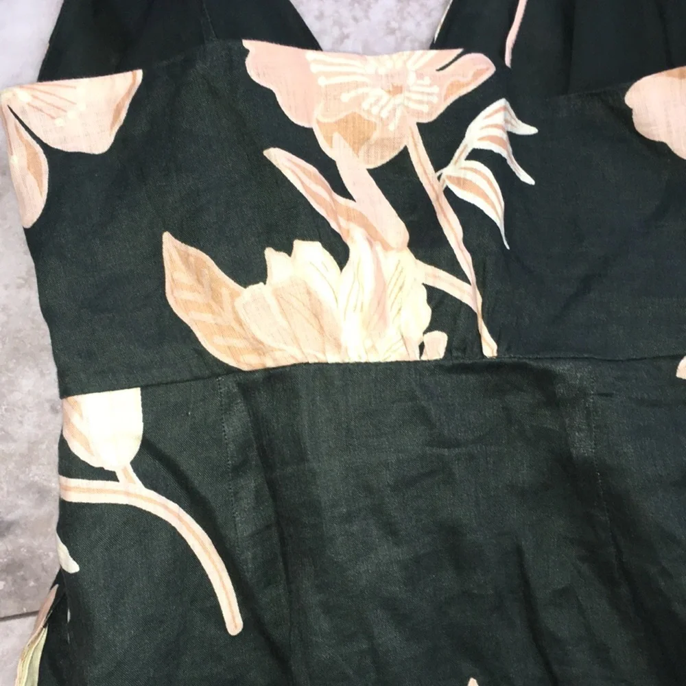 REISS NWOT LINEN N COTTON ALICE POCKETED FAUX WRAP FLORAL MIDI DRESS SIZE 10 - Picture 11 of 14